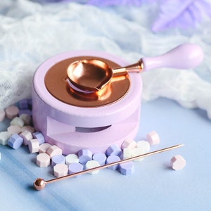 Wachssiegel Stempel,Macaron Lila Feuerlack Set, Feuerlack Ofenlöffel Heizwerkzeug