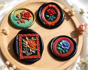 3D Relief Rose Wax Seal Stamp,Flower Seal,Decorative Wax Seal for Wedding Invitation,Envelope Sealing,Journaling,Handmade Craft Gifts