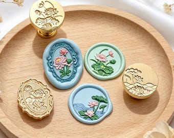3D Relief Lotus Wax Seal Stamp,Flower Seal,Decorative Wax Seal for Wedding Invitation,Envelope Sealing,Journaling,Handmade Craft Gifts