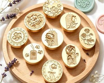 3D Relief Plant Wax Seal Stamp,Flower Seal,Wedding Invitation Sealing Wax Kit,Decorative Wax Seal for Envelope,Journaling,Handmade Craft
