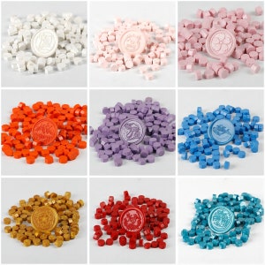 100 pezzi/sacchetto 53 colori timbro sigillo di cera granuli di cera, granuli di cera ottagonali, cera speciale per sigillo di cera, perline di cera, cera sciolta, perline di sigillo di cera
