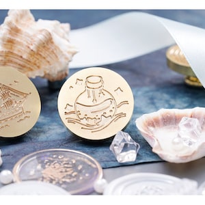Sello de sello de cera, serie marina, velero / faro / brújula / sobre de concha de mano cuenta de mano invitación caja de regalo sello de decoración