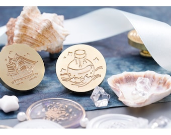 Sello de sello de cera, serie marina, velero / faro / brújula / sobre de concha de mano cuenta de mano invitación caja de regalo sello de decoración