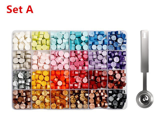 Kit Ceralacca Per Sigilli | 100 Perle Ottagonali + Candela + Cucchiaio | Per Lettere, Inviti E Calligrafia - Foto 7