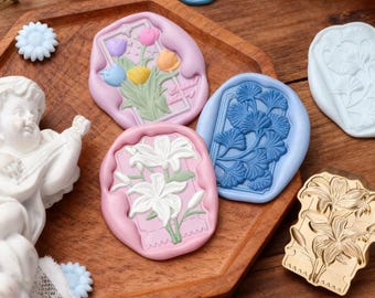 Floral Series Wax Seal Stamp,Lily/Ginkgo Leaf/Lily of the Valley/Tulip Seal,Suitable For Wedding Invitation/Envelope/Greeting Card/Gift DIY