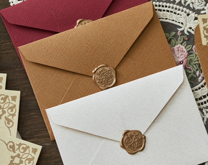 Linen pattern envelope letter set, retro gift for men and women, love letters, special paper, sealing wax sticker envelope set