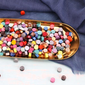 50pcs-70-color wax seal stamp wax granules, octagonal wax granules, 50pcs small bags of sealing wax granules.