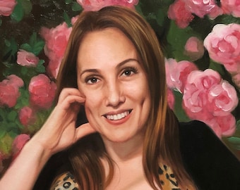 Custom Hand Painted Oil Portrait: Realistic Family Keepsake