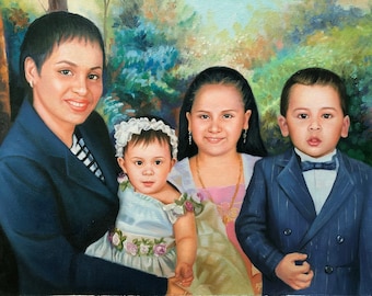 Custom Family Oil Portrait: Hand-Painted from Photo