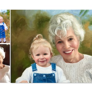 Custom hand-painted portraits,Custom oil painting from photo,Family oil portrait,Painting of loved one,Personalize gift,Commission painting