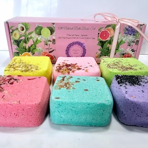 Bath Bomb Large 3 oz each | Aromatherapy Spa Bath Bomb| Bath Fizzies | Natural Vegan | Organic Ingredients | Bath Melts |Pampering Gift Box