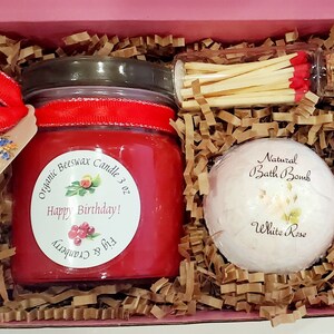 Mini Spa Gift Box | Rose Soap, Jasmine Bath Salt Beeswax Candle trio