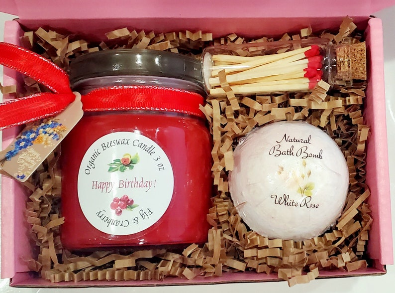 Mini Spa Gift Box | Rose Soap, Jasmine Bath Salt Beeswax Candle trio