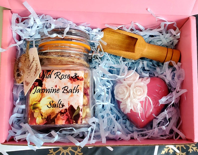 Mini Spa Gift Box | Rose Soap, Jasmine Bath Salt Wild Rose Trio