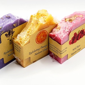 Handmade Cold Process Soap | Natural Bar Soaps | Artisan Soap | Lavender Soap | Oatmeal Goat Milk Soap | Aloe Soap | Wild Rose Soap