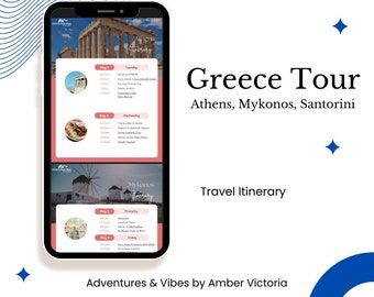 Griechenland Rundreise Reiseplan | Athen, Mykonos, Santorini | Griechische Inseln Reiseplan | Reiseplaner | Digital und bearbeitbar