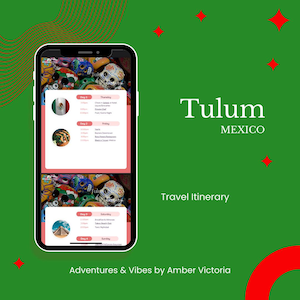 Tulum Mexico Travel Itinerary | Beach Destination Itinerary | Travel Planner | Digital and Editable | Weekend Birthday Vacation