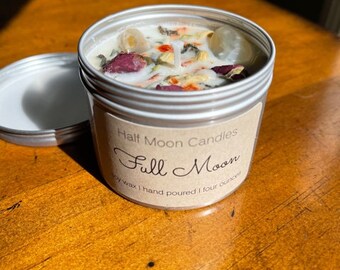 Full moon crystal and herb candle