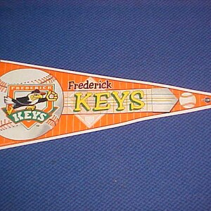Full size Frederick Keys vintage baseball pennant Farm club to the Baltimore Orioles