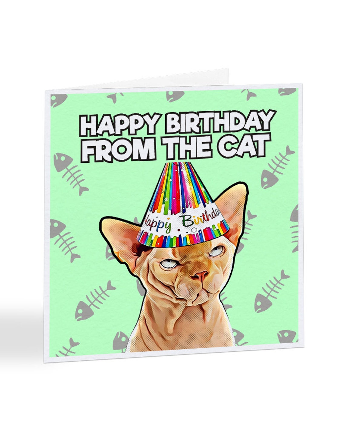 Happy Birthday From The Cat Sphynx Birthday Card | Etsy