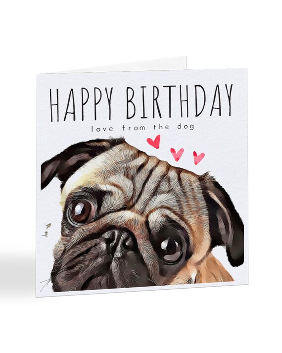Joyeux Anniversaire Amour Du Chien Pug Dog Carte Etsy France