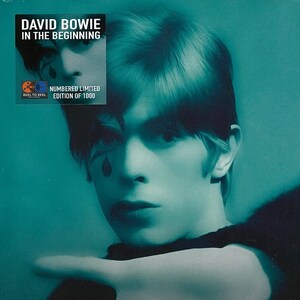 May include: A teal and black album cover featuring a close-up of David Bowie's face. The album title "David Bowie In The Beginning" is printed in white text. The text "Numbered Limited Edition of 1000" is printed below the album title.