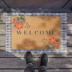 Floral Doormat - Welcome Mat, Outdoor Rug, Entryway Decor, Housewarming Gift, Flower Patterned Mat