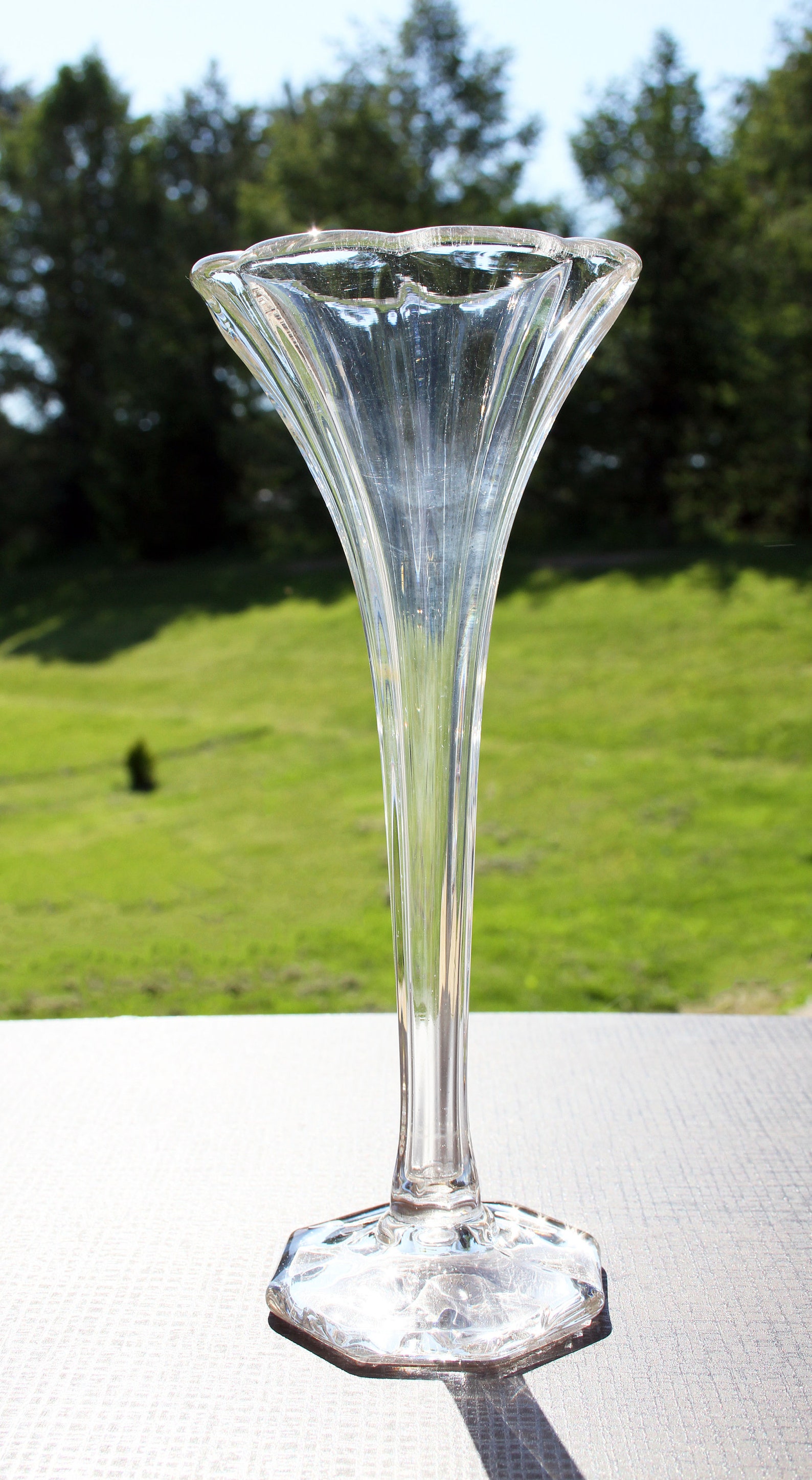 Vintage Clear Glass Tulip Vase Etsy