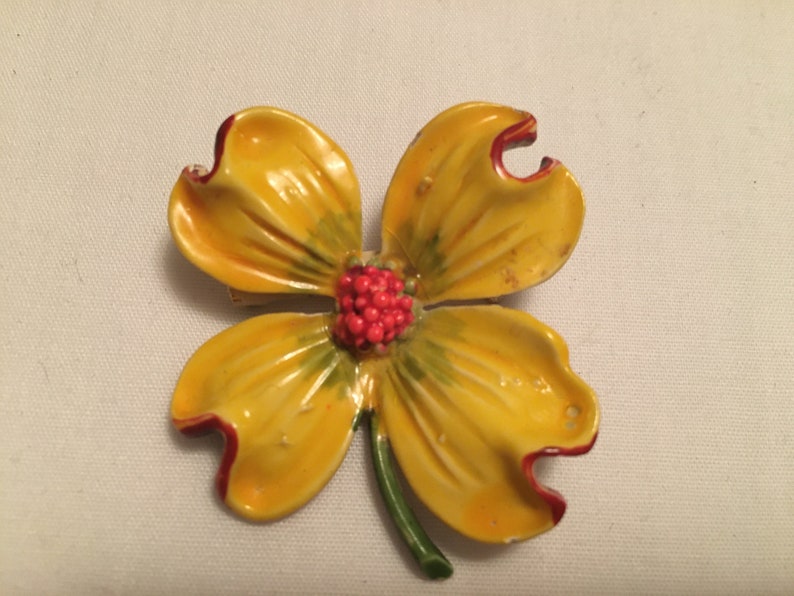 Yellow Enamel Brooch /& Earring Set