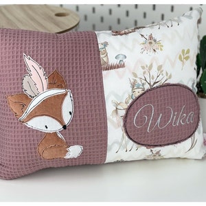 Baby pillow / birth pillow / name pillow / forest animals / desired name / embroidered / personalized / fox / bear / owl / fawn image 5