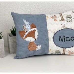 Baby pillow / birth pillow / name pillow / forest animals / desired name / embroidered / personalized / fox / bear / owl / fawn image 7