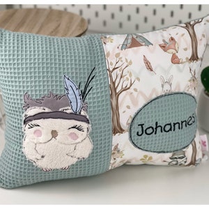 Baby pillow / birth pillow / name pillow / forest animals / desired name / embroidered / personalized / fox / bear / owl / fawn image 8