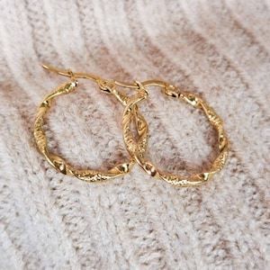 Twist hoop earrings gold hoop earrings, basic hoop earrings gold, gold-plated hoop earrings