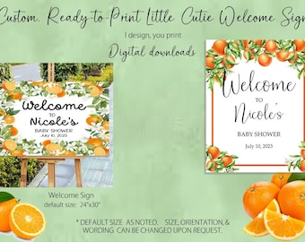 Ready to Print, Little Cutie Baby Shower Welcome Sign, Digital Download, Citrus Baby Shower Sign, Clementine Baby Shower Welcome Sign