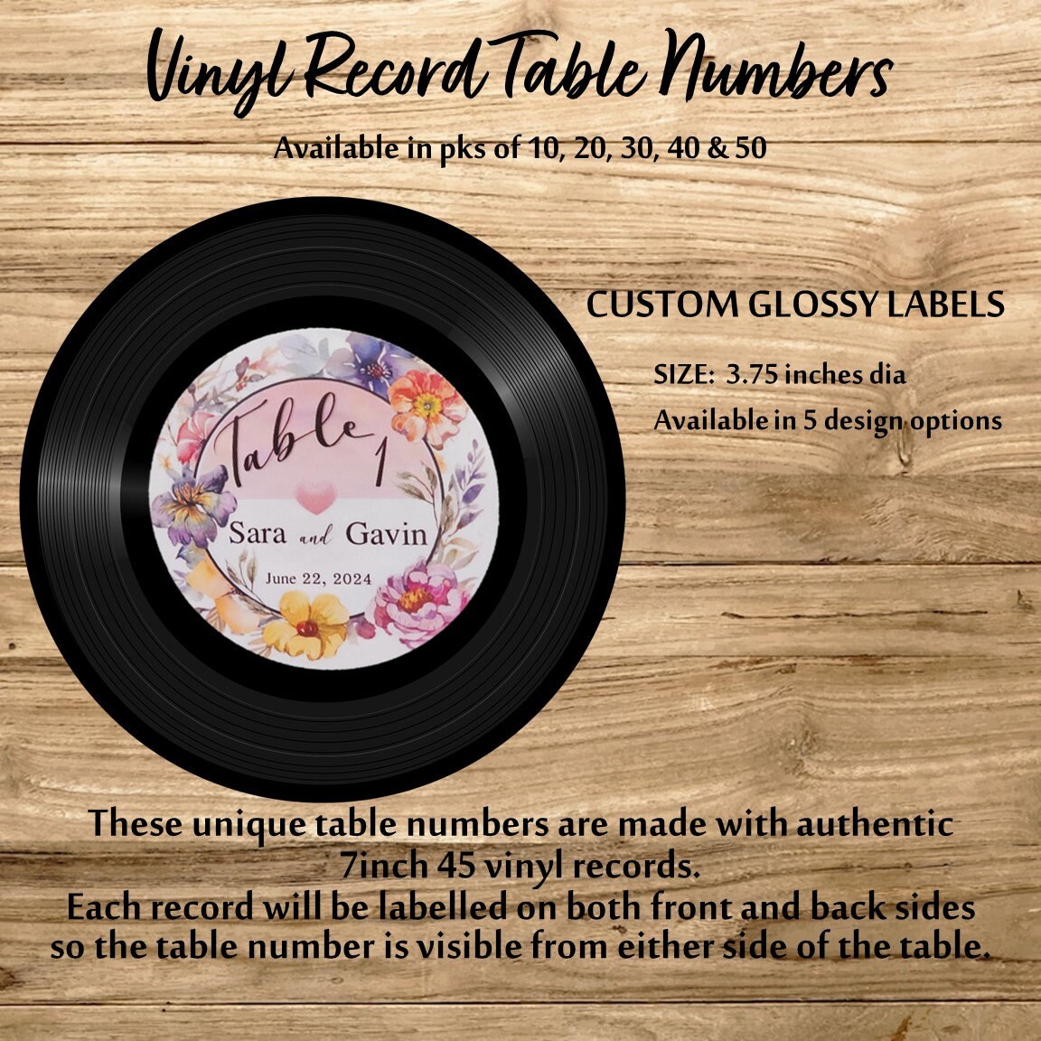 Album Table Numbers Vinyl Record Table Numbers, 7 Inch, Wedding Decor, Centerpiece, Music ...
