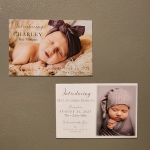 Photo Birth Announcement Fridge Magnet, Personal Keepsake, New Baby Card, Newborn Welcome, Special Delivery, Just Arrived