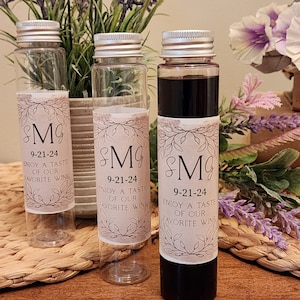 Wine Taster Favor Vials with Custom Labels, Wedding gift, Bridal Shower, Anniversary Party, Special Event Take-Away