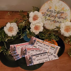 Custom Concert Ticket Save the Date, Music Lovers Save the Date, With or Without Clear Pocket Fridge Magnets, Concert Themed, Music Themed