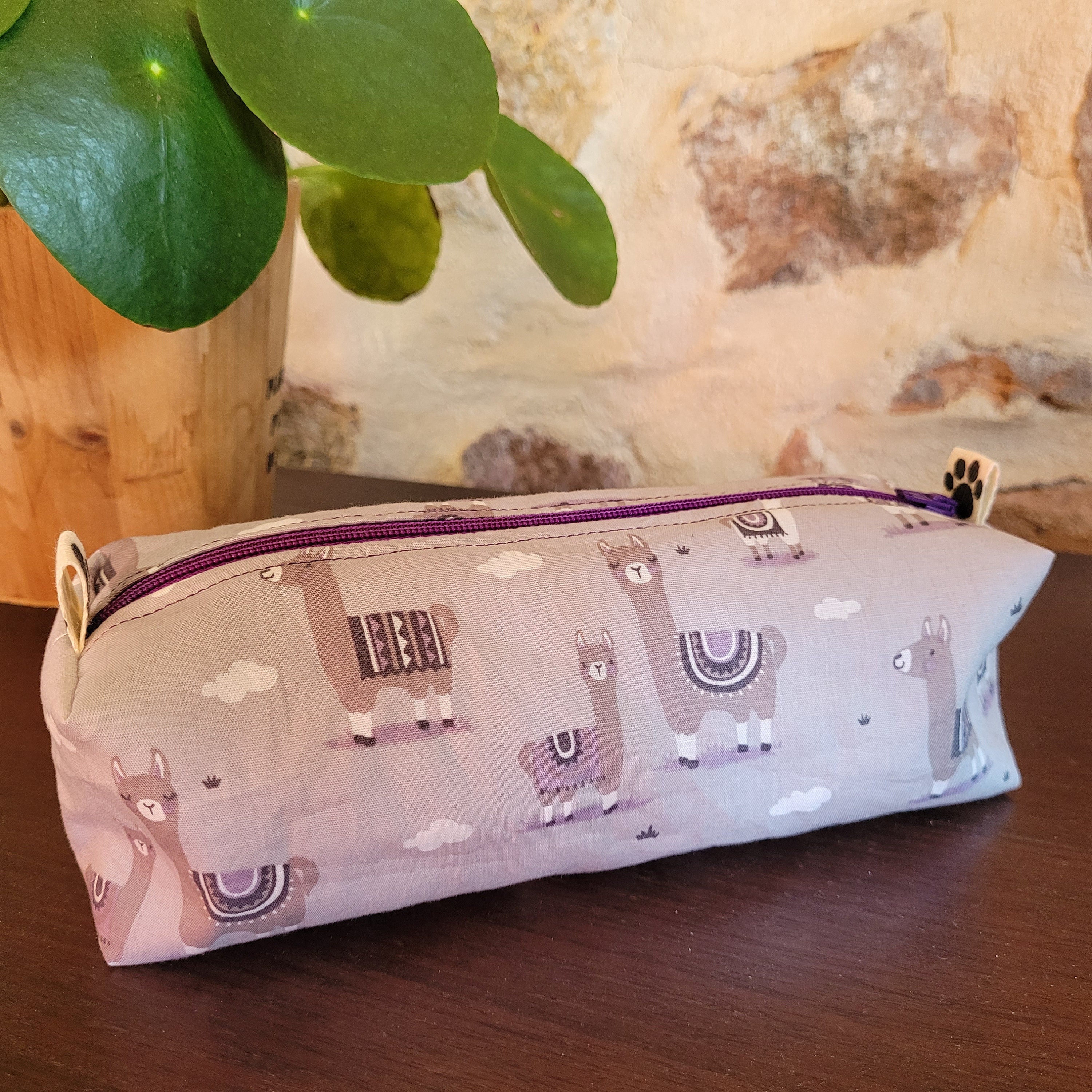 Trousse d'écolier, École, Bureau, à Crayons, Stylos, en Coton Gris Lama