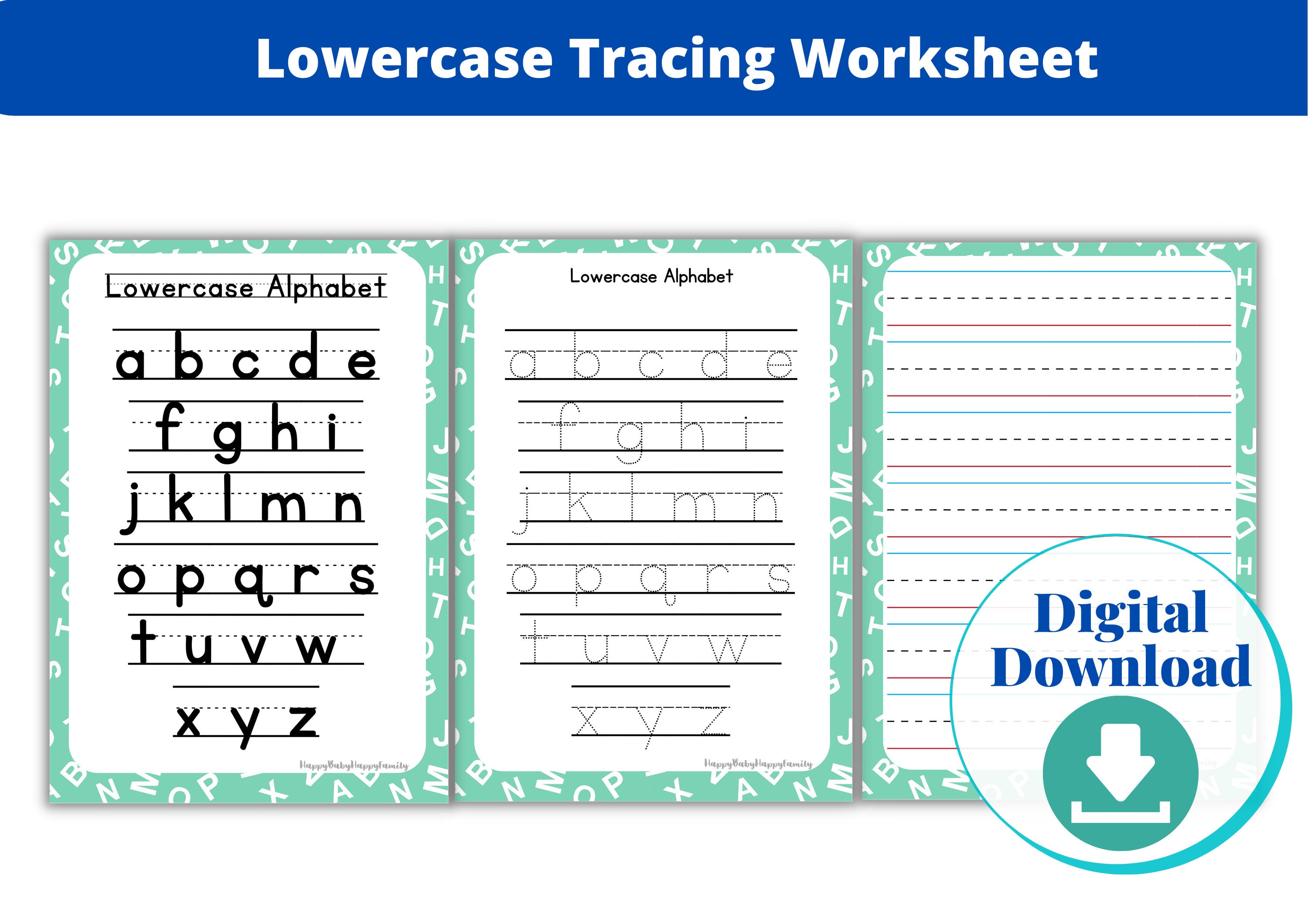 lowercase alphabet letters tracing worksheet etsy