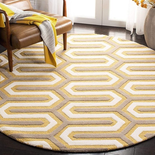 Abstract Hand Tuft Modern Round Rug Carpet Premium Wool Rug Etsy