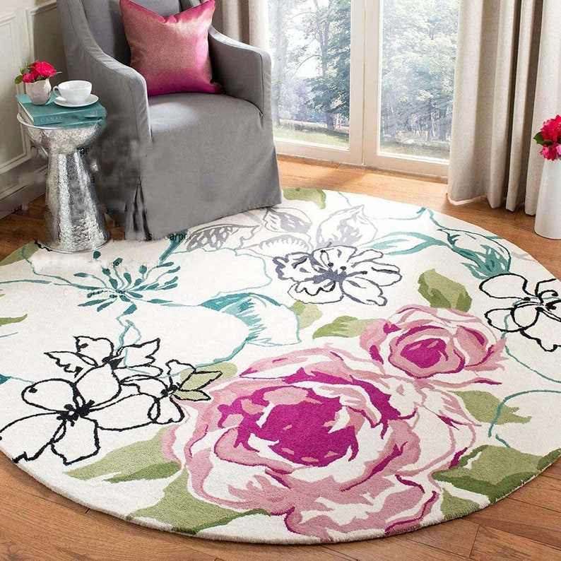 Unique Hand Tuft Modern Round Rug Carpet Premium Wool Rug 100 Etsy