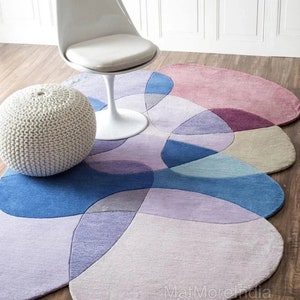 Abstract Irregular Shaped Rug, Modern Hand-tufted Wool Area Rug ...