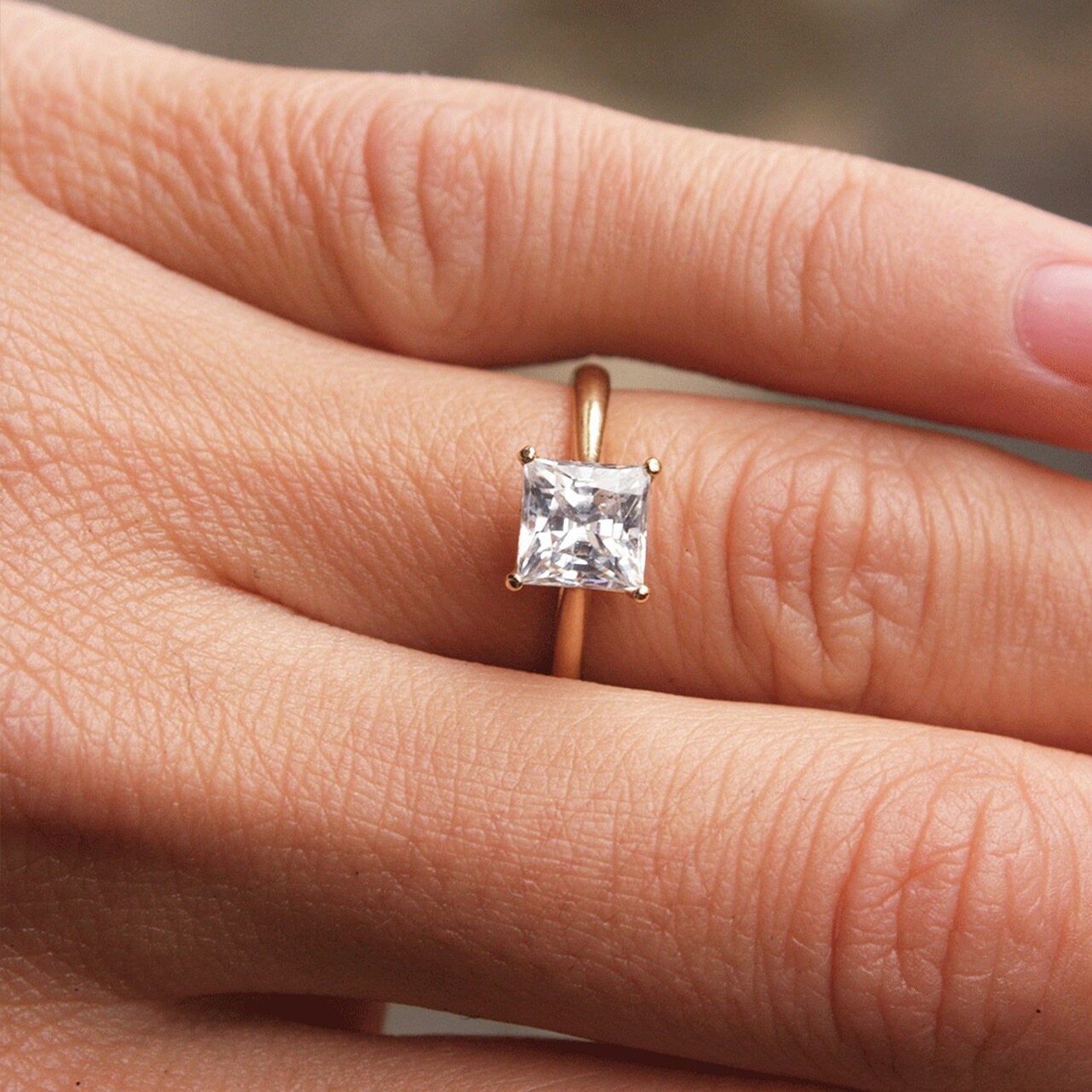 Solitaire Princess Cut Moissanite Ring 1.75 CT Moissanite Etsy