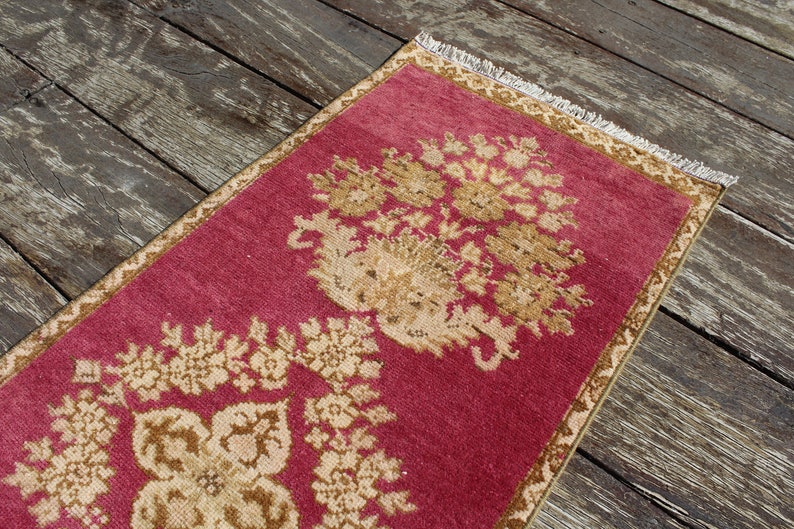Vintage Small Rug Turkish Rug Doormat Rug Bahtmat Rug 3.9x1.5 Feet Rug Antique Rug Rug For Kitchen Area Rug Faded Wool Rug