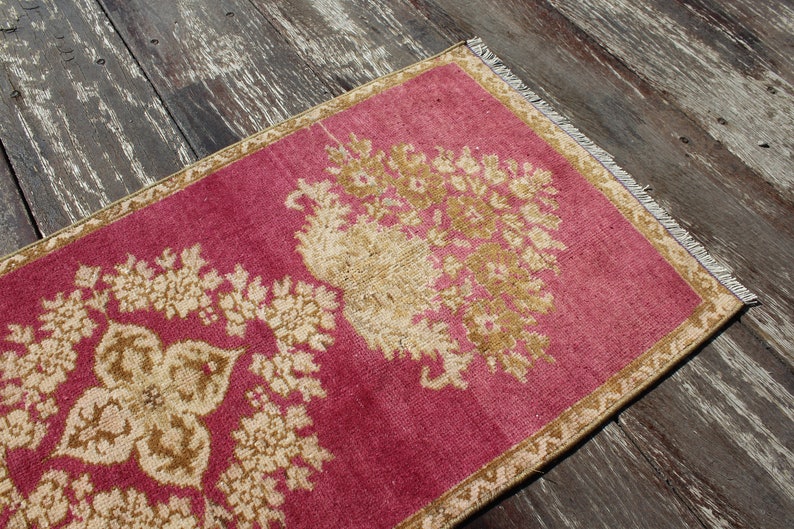 Vintage Small Rug Turkish Rug Doormat Rug Bahtmat Rug 3.9x1.5 Feet Rug Antique Rug Rug For Kitchen Area Rug Faded Wool Rug