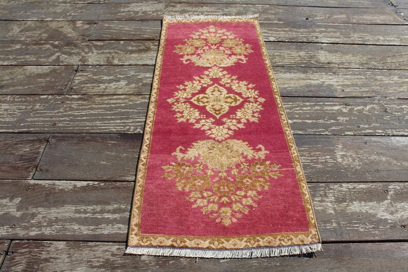Vintage Small Rug Turkish Rug Doormat Rug Bahtmat Rug 3.9x1.5 Feet Rug Antique Rug Rug For Kitchen Area Rug Faded Wool Rug