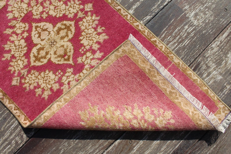 Vintage Small Rug Turkish Rug Doormat Rug Bahtmat Rug 3.9x1.5 Feet Rug Antique Rug Rug For Kitchen Area Rug Faded Wool Rug