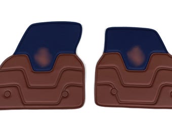 Custom Floor Mats for Ferrari SF90 | Blu Sterling & Cuoio | Handmade Premium Interior Mats