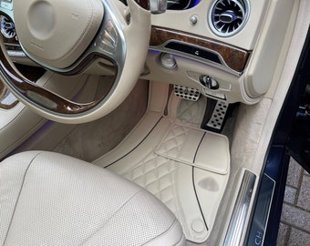 Mercedes W222 Long RHD Floor Mats Custom Leather | S-Class Tailored Car Mats | Luxury Interior Mats